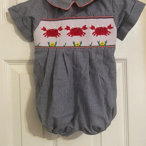 Wish Upon A Star Smocked Crab Bubble Romper - Picture 6 of 10